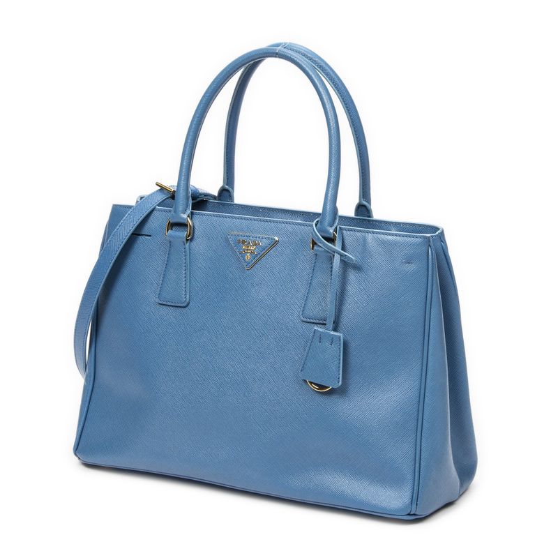 Prada Medium Garda Tote Blue Saffiano Leather A