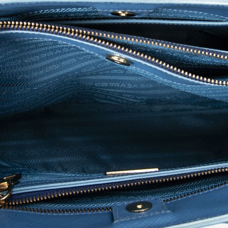 Prada Medium Garda Tote Blue Saffiano Leather A