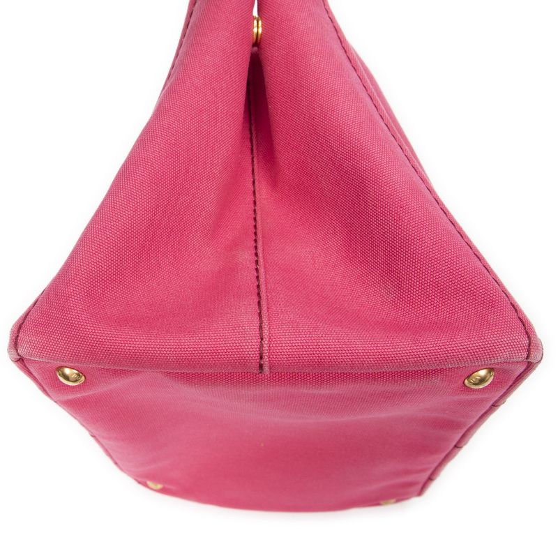 Prada Medium Canapa Tote Fuchsia Pink Canapa Canvas AB