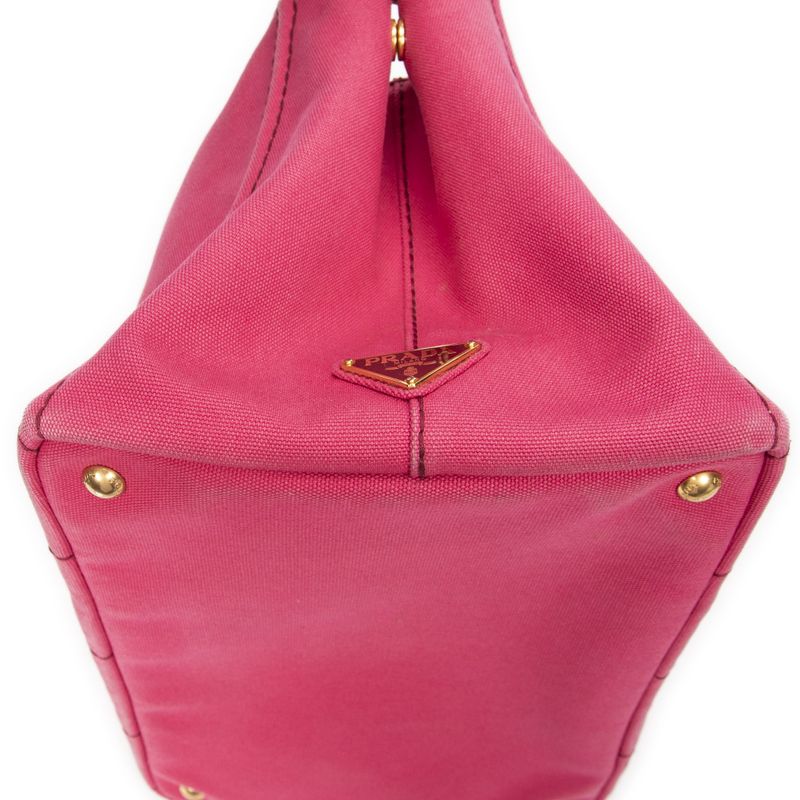 Prada Medium Canapa Tote Fuchsia Pink Canapa Canvas AB