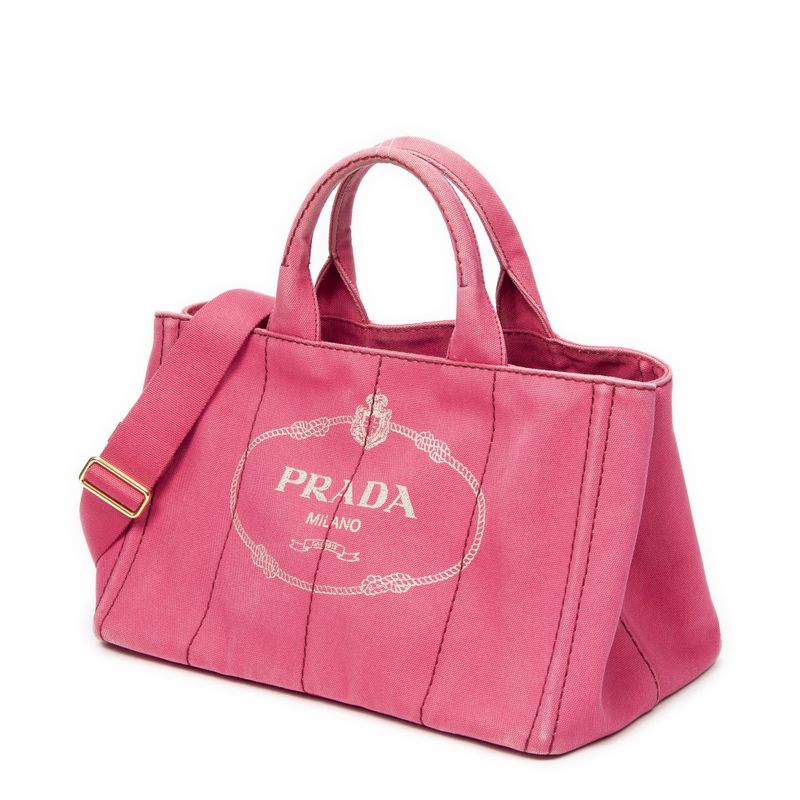 Prada Medium Canapa Tote Fuchsia Pink Canapa Canvas AB