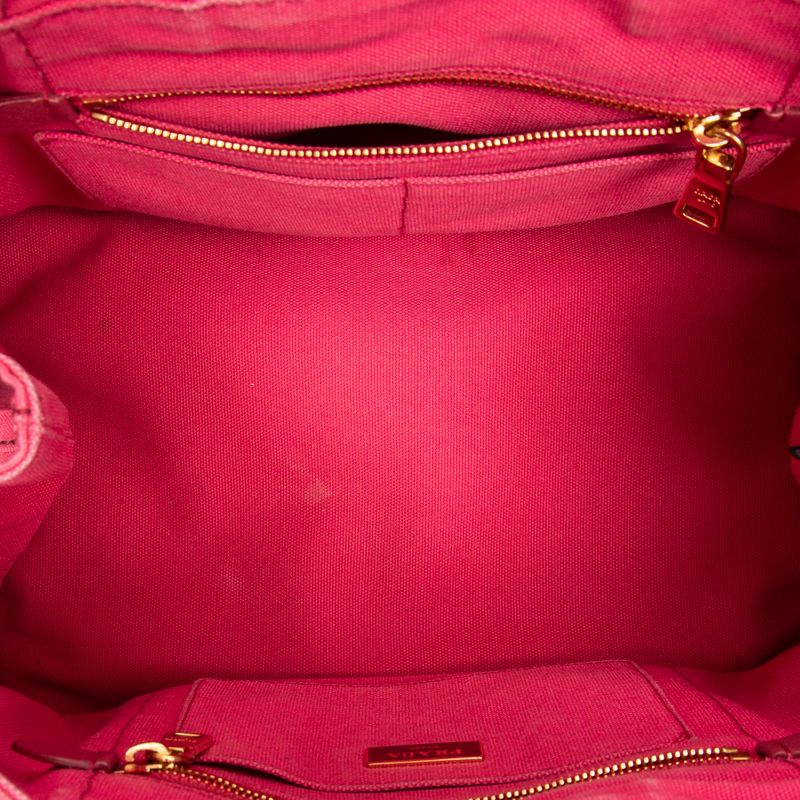Prada Medium Canapa Tote Fuchsia Pink Canapa Canvas AB