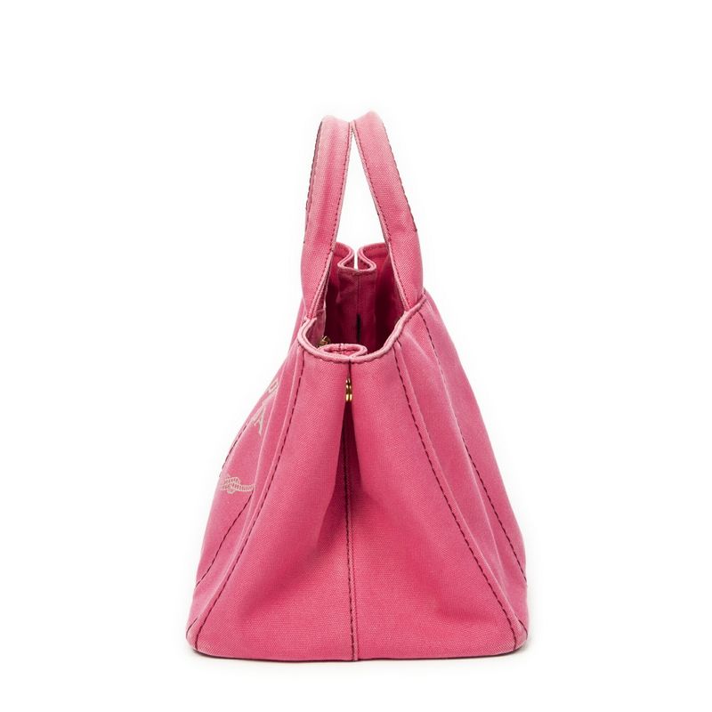 Prada Medium Canapa Tote Fuchsia Pink Canapa Canvas AB