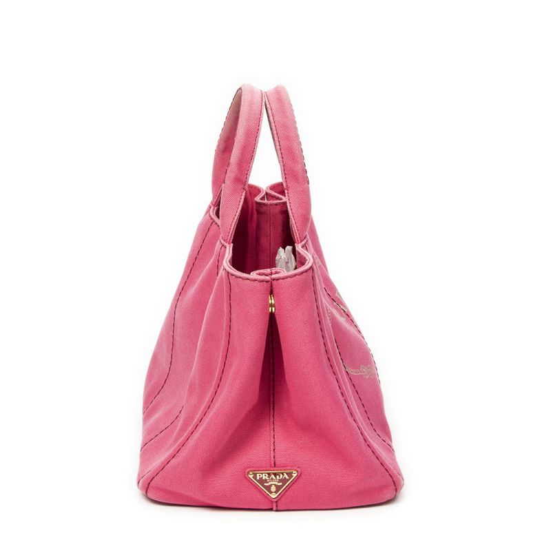 Prada Medium Canapa Tote Fuchsia Pink Canapa Canvas AB