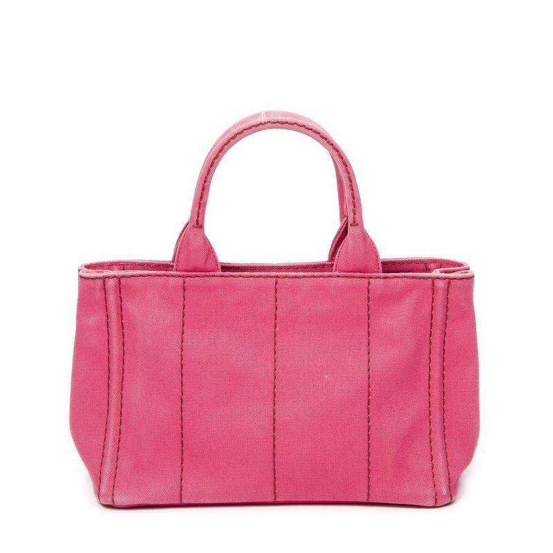 Prada Canapa Small Tote Fuchsia Pink Canapa Canvas AB