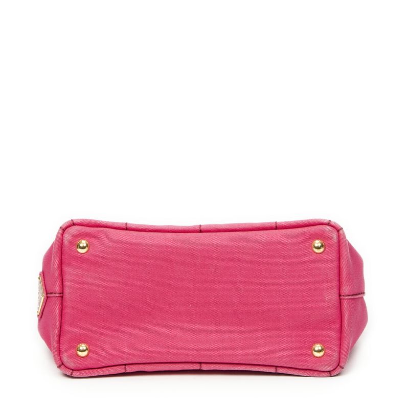 Prada Canapa Small Tote Fuchsia Pink Canapa Canvas AB