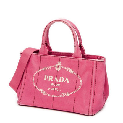 Prada Canapa Small Tote Fuchsia Pink Canapa Canvas AB