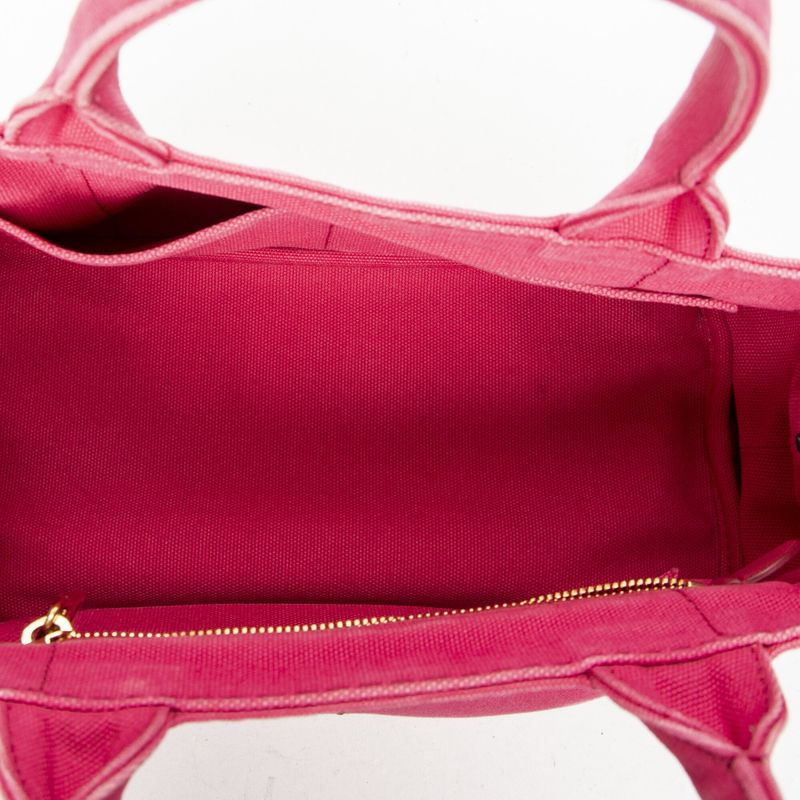 Prada Canapa Small Tote Fuchsia Pink Canapa Canvas AB