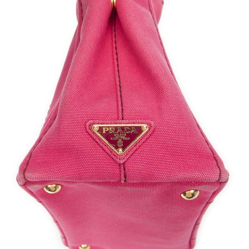 Prada Canapa Small Tote Fuchsia Pink Canapa Canvas AB
