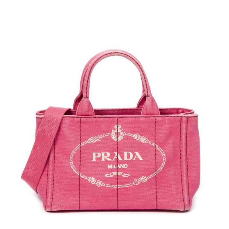 Prada Canapa Small Tote Fuchsia Pink Canapa Canvas AB