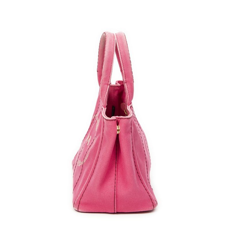 Prada Canapa Small Tote Fuchsia Pink Canapa Canvas AB