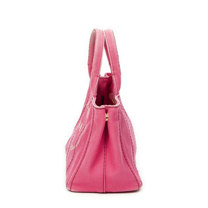 Prada Canapa Small Tote Fuchsia Pink Canapa Canvas AB