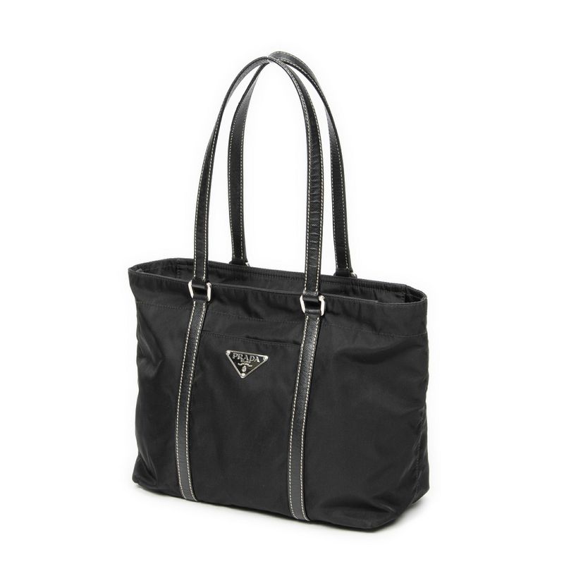 Prada Small Zip Tote Black Nylon Canvas A