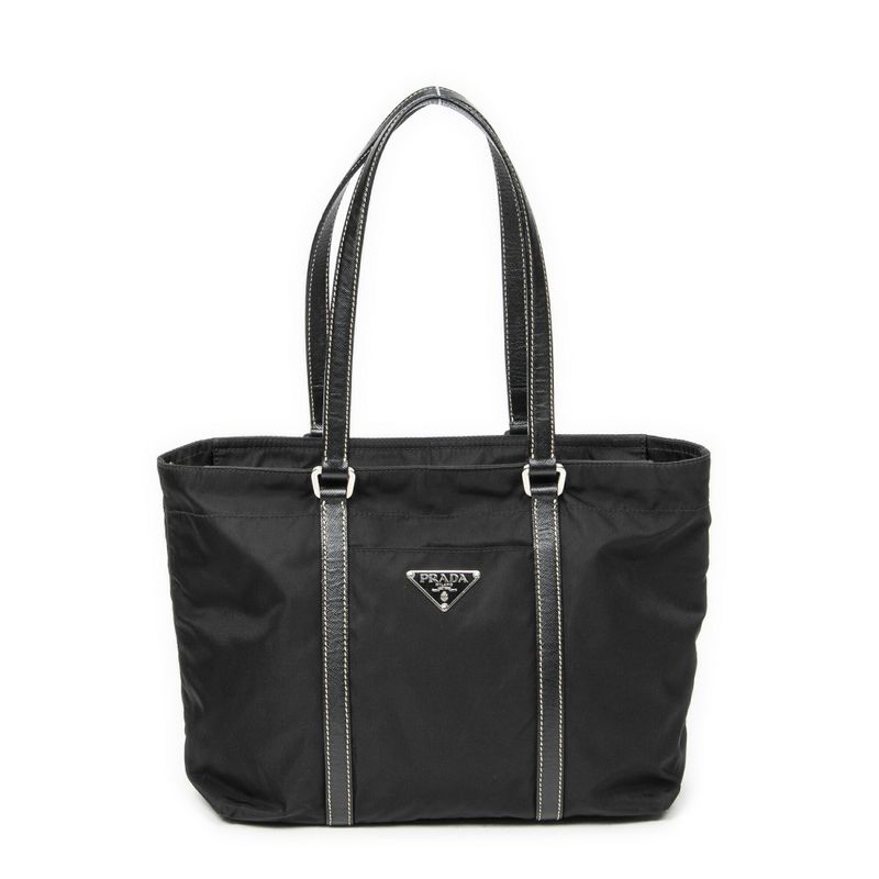 Prada Small Zip Tote Black Nylon Canvas A