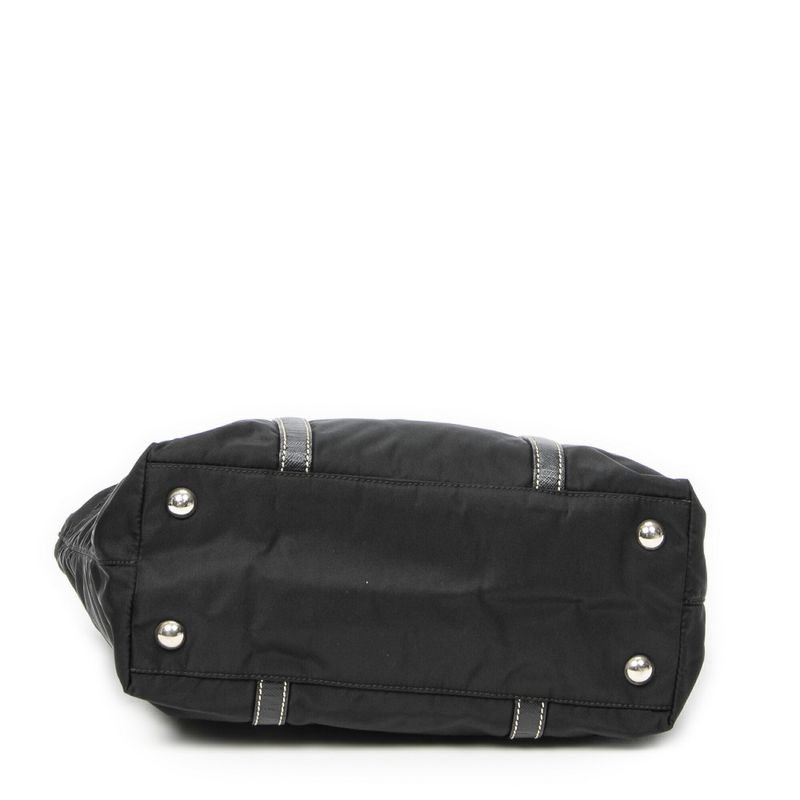 Prada Small Zip Tote Black Nylon Canvas A