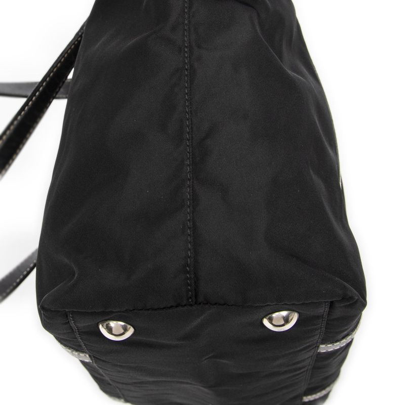 Prada Small Zip Tote Black Nylon Canvas A