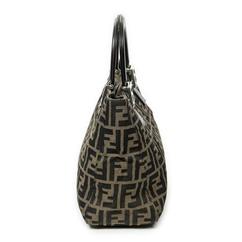 Fendiff Tote Brown/black Zucca Canvas A