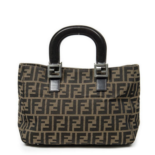 Fendiff Tote Brown/black Zucca Canvas A