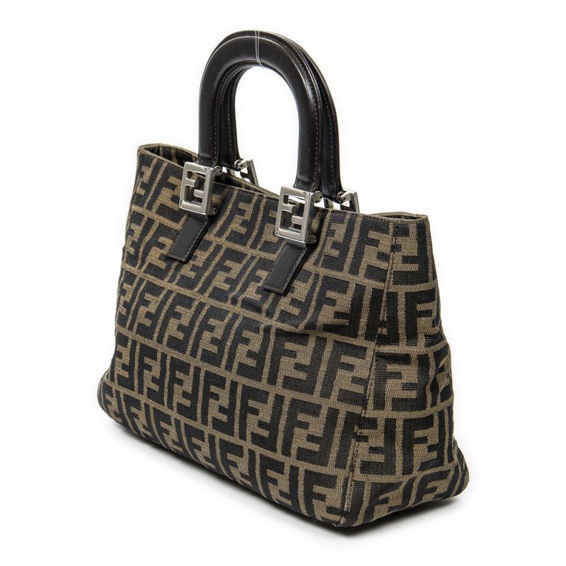 Fendiff Tote Brown/black Zucca Canvas A