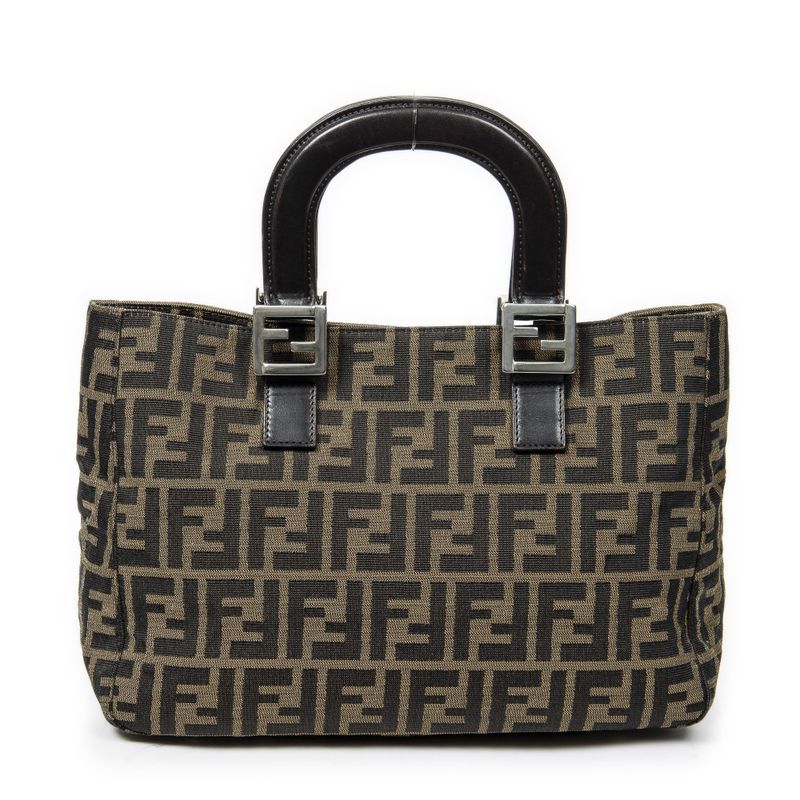 Fendiff Tote Brown/black Zucca Canvas A