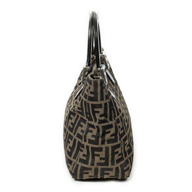 Fendiff Tote Brown/black Zucca Canvas A