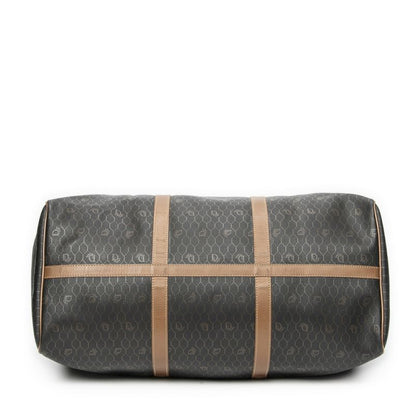 DIOR Vintage Large Travel Boston Grey/brown Honeycomb PVC Canvas AB