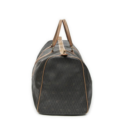 DIOR Vintage Large Travel Boston Grey/brown Honeycomb PVC Canvas AB