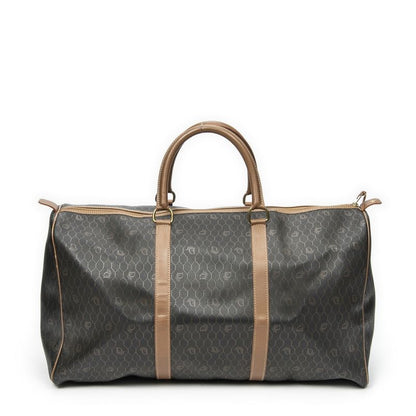 DIOR Vintage Large Travel Boston Grey/brown Honeycomb PVC Canvas AB
