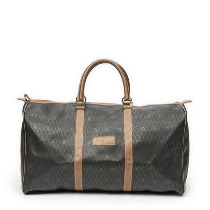 DIOR Vintage Large Travel Boston Grey/brown Honeycomb PVC Canvas AB