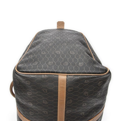 DIOR Vintage Large Travel Boston Grey/brown Honeycomb PVC Canvas AB