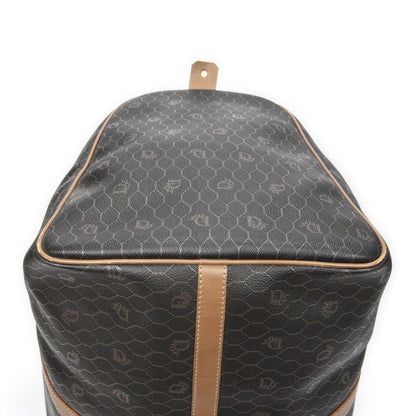 DIOR Vintage Large Travel Boston Grey/brown Honeycomb PVC Canvas AB