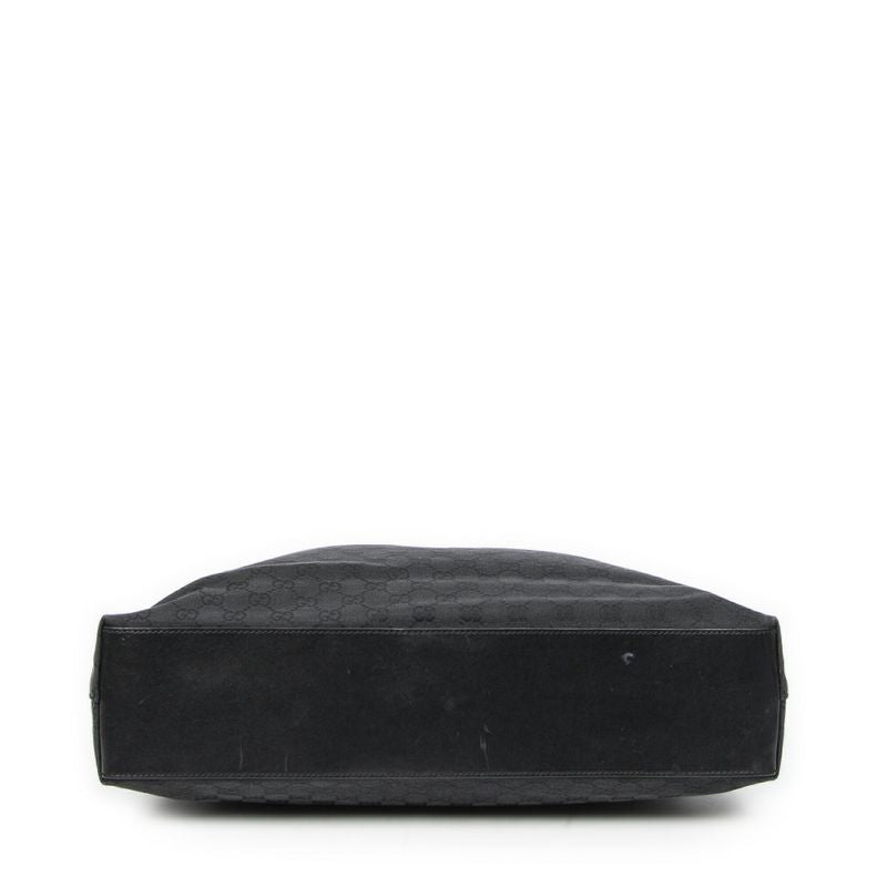 Gucci Large Piston Hobo Black GG Canvas AB