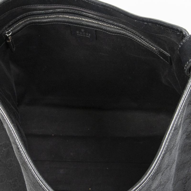 Gucci Large Piston Hobo Black GG Canvas AB