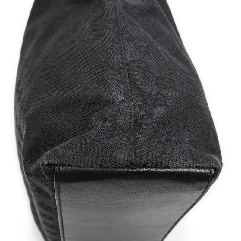 Gucci Large Piston Hobo Black GG Canvas AB