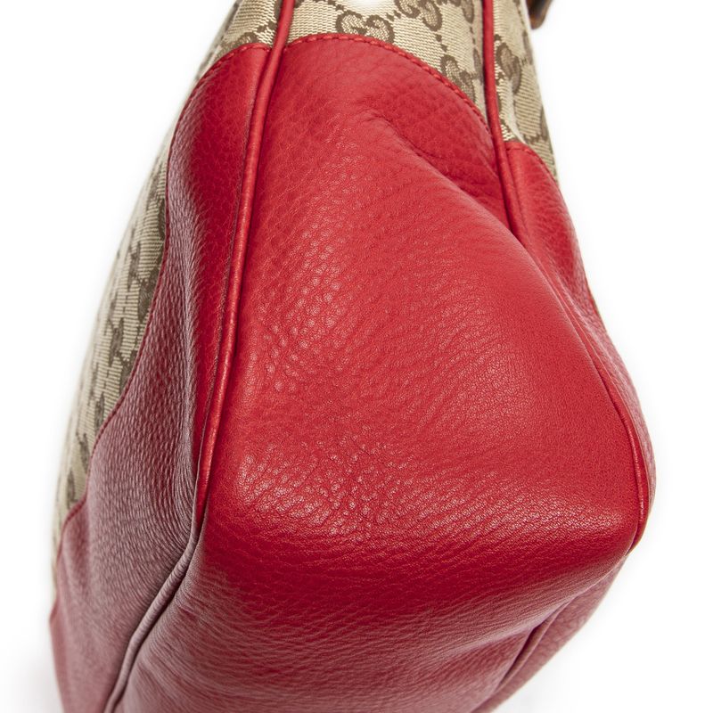 Gucci Medium Diana Bamboo Hobo Red/beige GG Canvas A