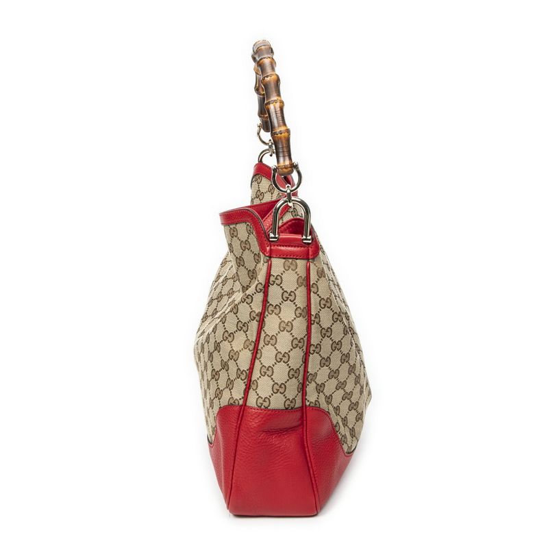 Gucci Medium Diana Bamboo Hobo Red/beige GG Canvas A