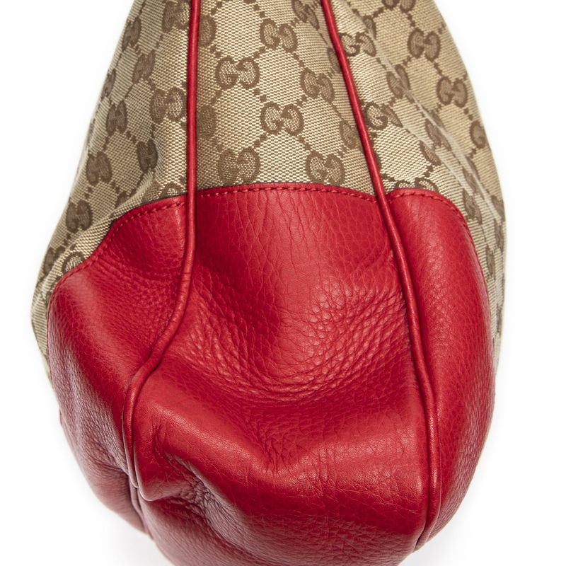 Gucci Medium Diana Bamboo Hobo Red/beige GG Canvas A