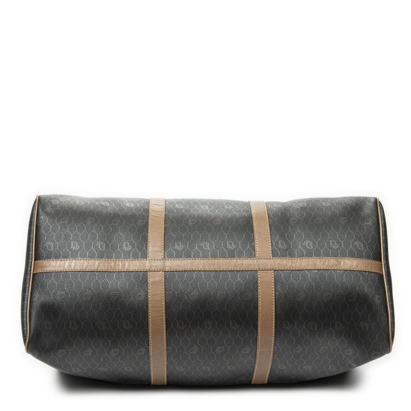 DIOR Vintage Large Travel Boston Grey/brown Honeycomb PVC Canvas AB