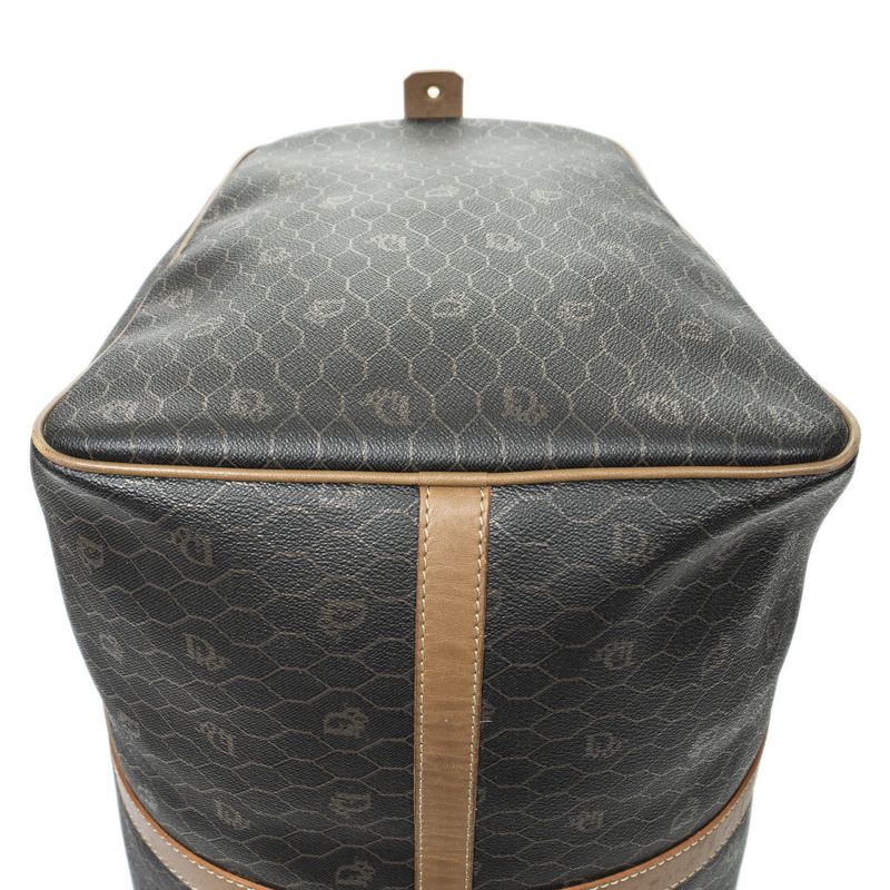 DIOR Vintage Large Travel Boston Grey/brown Honeycomb PVC Canvas AB