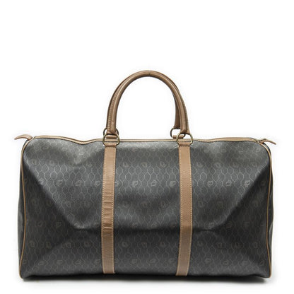 DIOR Vintage Large Travel Boston Grey/brown Honeycomb PVC Canvas AB