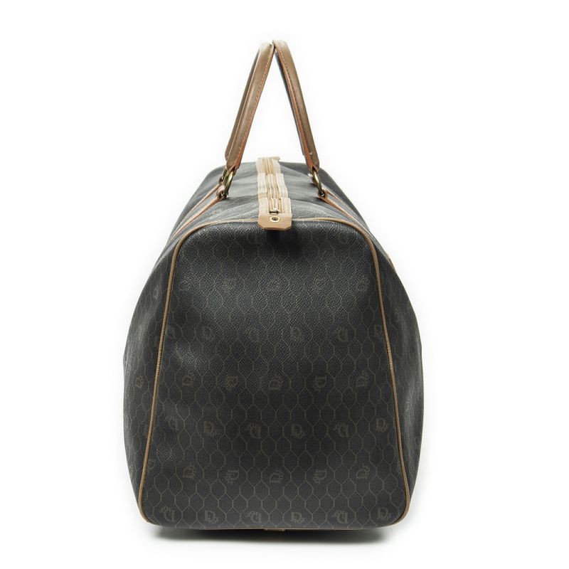 DIOR Vintage Large Travel Boston Grey/brown Honeycomb PVC Canvas AB