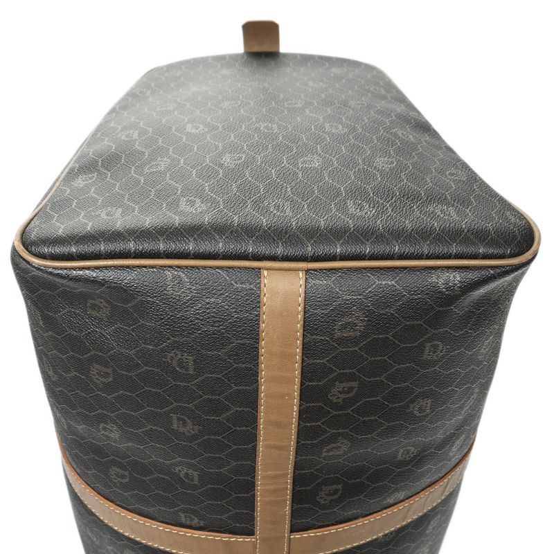 DIOR Vintage Large Travel Boston Grey/brown Honeycomb PVC Canvas AB
