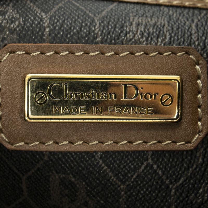 DIOR Vintage Large Travel Boston Grey/brown Honeycomb PVC Canvas AB