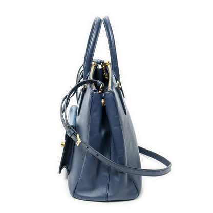 Prada Large Galleria Front Pocket Tote Navy Saffiano Leather A