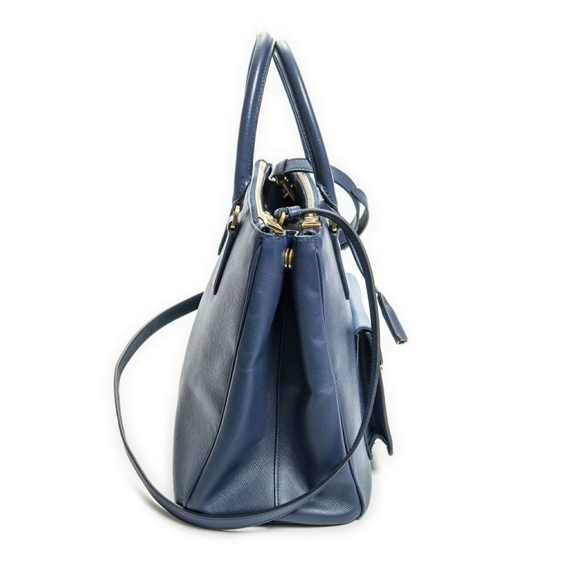 Prada Large Galleria Front Pocket Tote Navy Saffiano Leather A