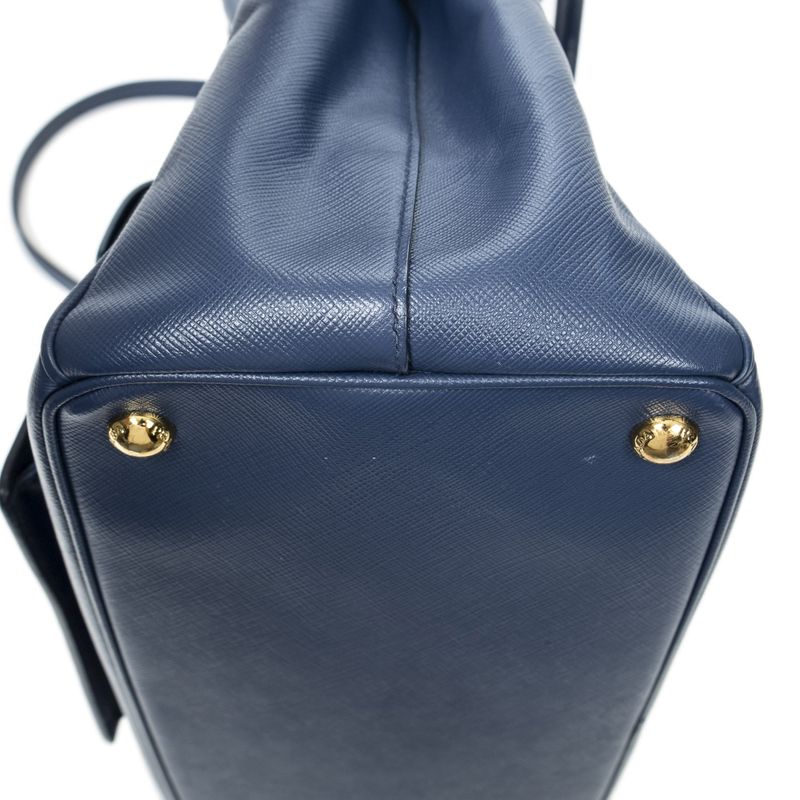Prada Large Galleria Front Pocket Tote Navy Saffiano Leather A