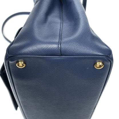 Prada Large Galleria Front Pocket Tote Navy Saffiano Leather A