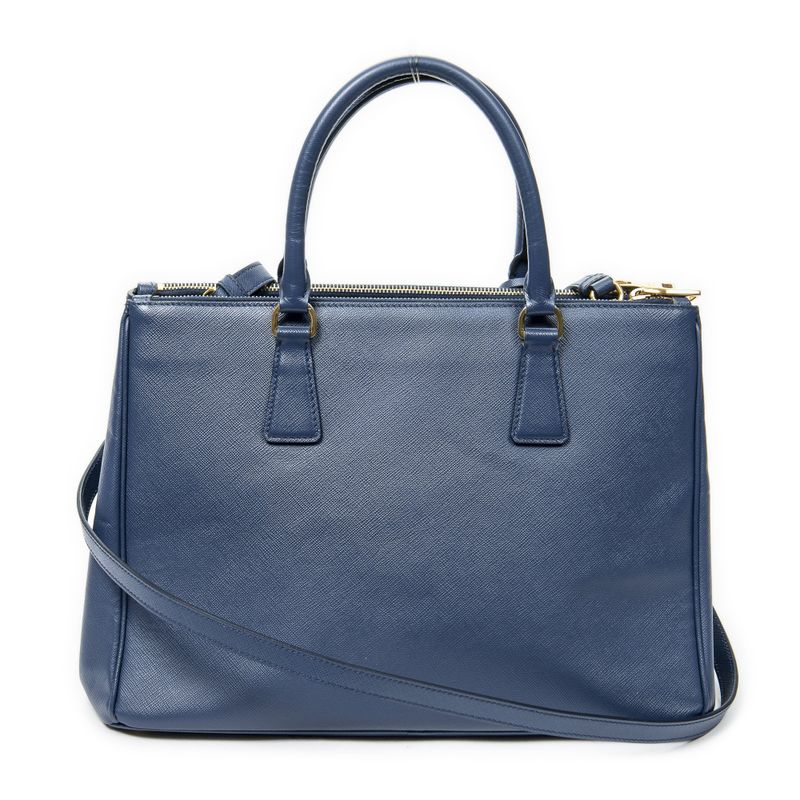 Prada Large Galleria Front Pocket Tote Navy Saffiano Leather A