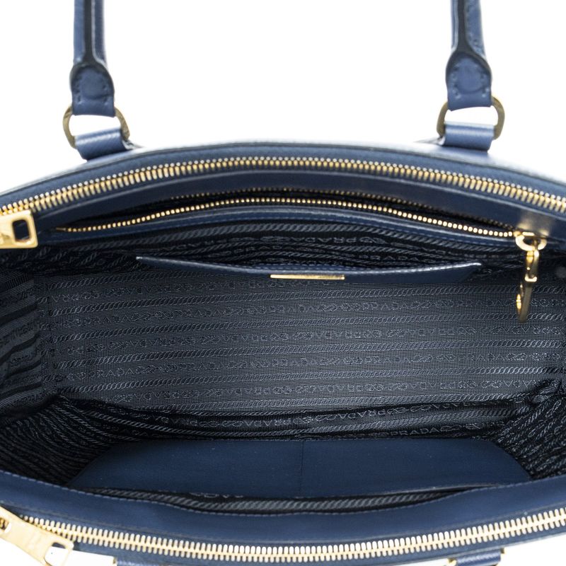 Prada Large Galleria Front Pocket Tote Navy Saffiano Leather A