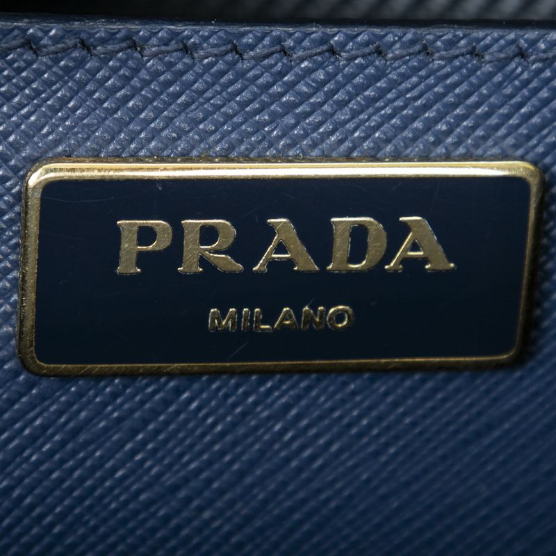 Prada Large Galleria Front Pocket Tote Navy Saffiano Leather A